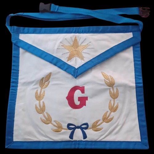 Mandil Masónico de Compañero – Piel Natural con Estrella y Letra G Bordada
