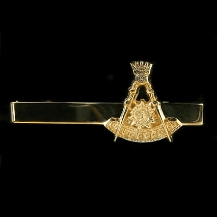 Pisa corbata masónico dorado grado 14 Maestro Perfecto con compás, escuadra y corona