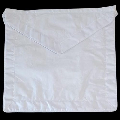 Mandil de Aprendiz Masón REAA en piel blanca sin bordados, regalia del Rito Escocés para logia simbólica.