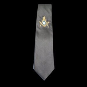 Corbata masónica negra con compás y escuadra bordados Corbata de Aprendiz Masón con símbolo bordado del compás y la escuadra dorados Corbata masónica de aprendiz en satén Rito Escocés antiguo y aceptado bordado