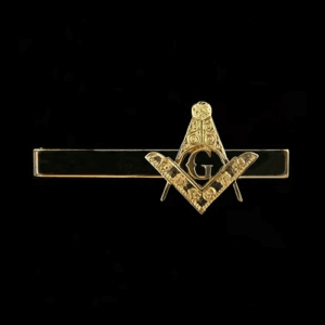 Pisa corbata masónico dorado con escuadra y compás, símbolo del Aprendiz Masón
