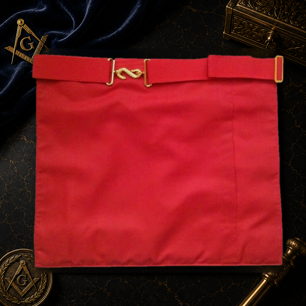 Reverso rojo del Mandil Masónico Grado 5° Maestro Perfecto - Rito Escocés Antiguo y Aceptado (REAA)
